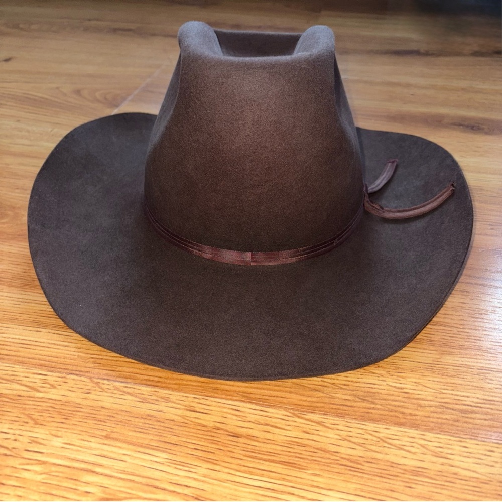 Vintage Beaver Hats Brand 10X Quality Custom Made Brown Cowboy Hat 7 3/8